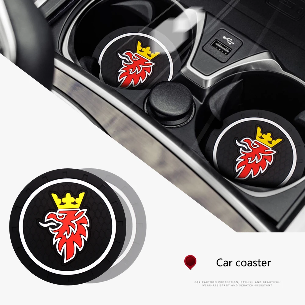 

2PCS Car Coaster Anti-Slip Mat Resin Coaster Mat Bottle With Built-in Car Styling For SAAB 9-3 93 9-5 9 3 9000 5 Auto Accessory