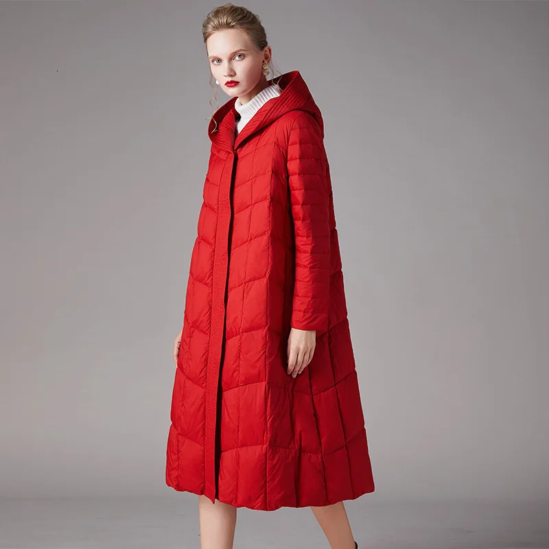 

2020 New Arrival Duck Woman Long Slim Winter Coat Female High Quality Red Down Jackets Outerwear Overcoat Oversize