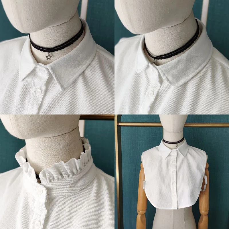 

Fashion Solid Color Stand Lapel Fake Shirt Collars Detachable Collar False Collar Woman Female Removable Half Shirt Faux Col