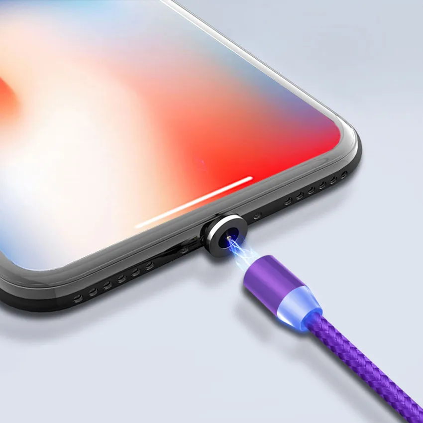 Магнитный кабель для baseus iPhone Samsung Type C Micro зарядная линия вращение на 360 ° передачи данных зарядное устройство