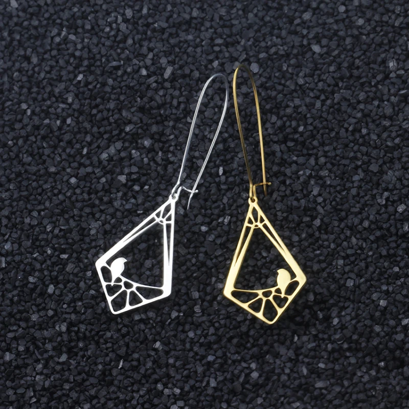 Серебряный Цвет птица и серьги в форме стилизованной птичьей клетки Женские