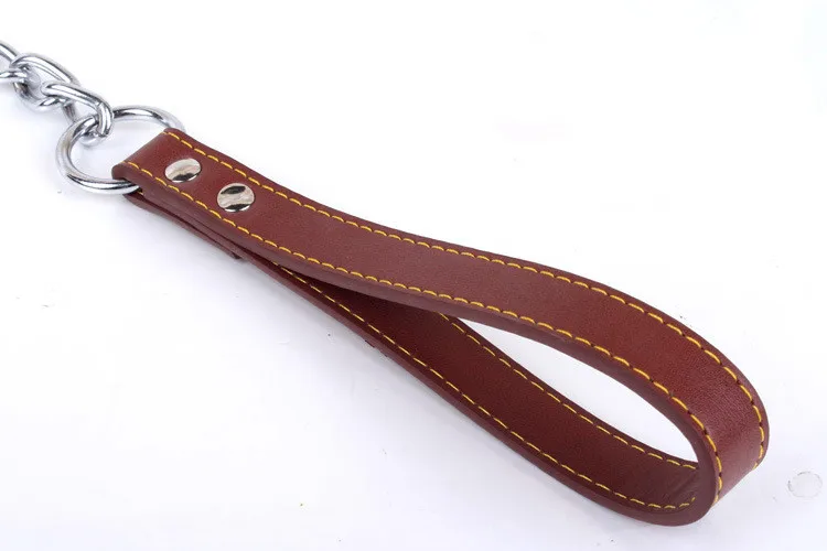 Поводок для домашних животных из искусственной кожи металлическая цепь собак с