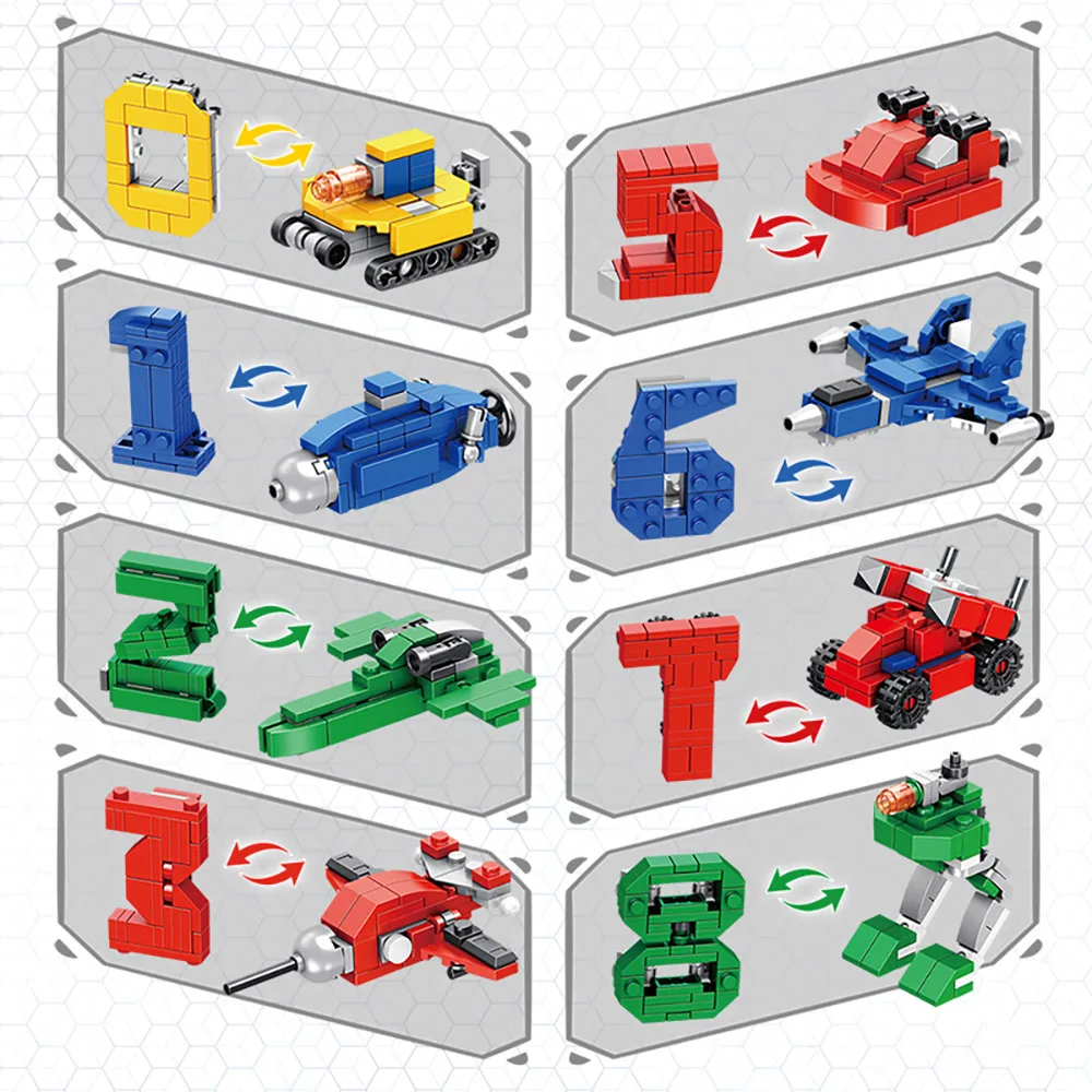 570 шт. Детский конструктор робот с арабскими цифрами|Блочные конструкторы| |