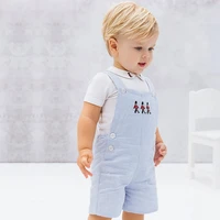 2021 summer spanish baby boys clothes set newborn infant white blouse shirtsleeveless jumpsuit outfits toddler cotton two piece