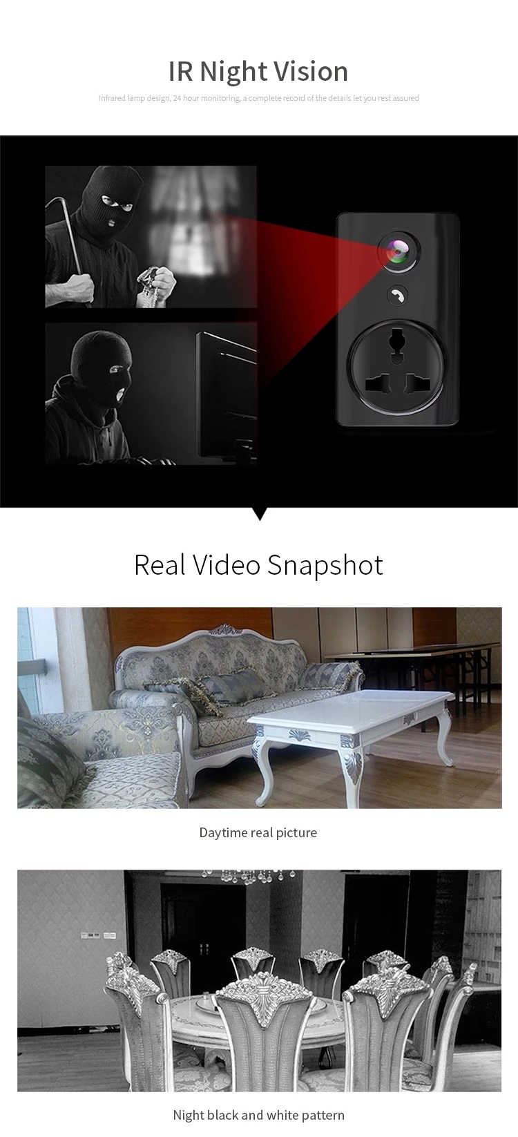 180 градусов Мини Скрытая видео сетевая камера HD 1080P детская сетевая камера