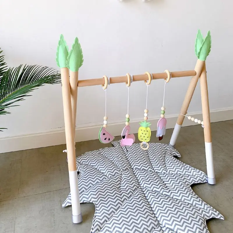 

C5AF Funny Baby Gym with 4 Gym Toys Foldable Baby Play Gym Frame Activity Center Hanging Bar Newborn Gift