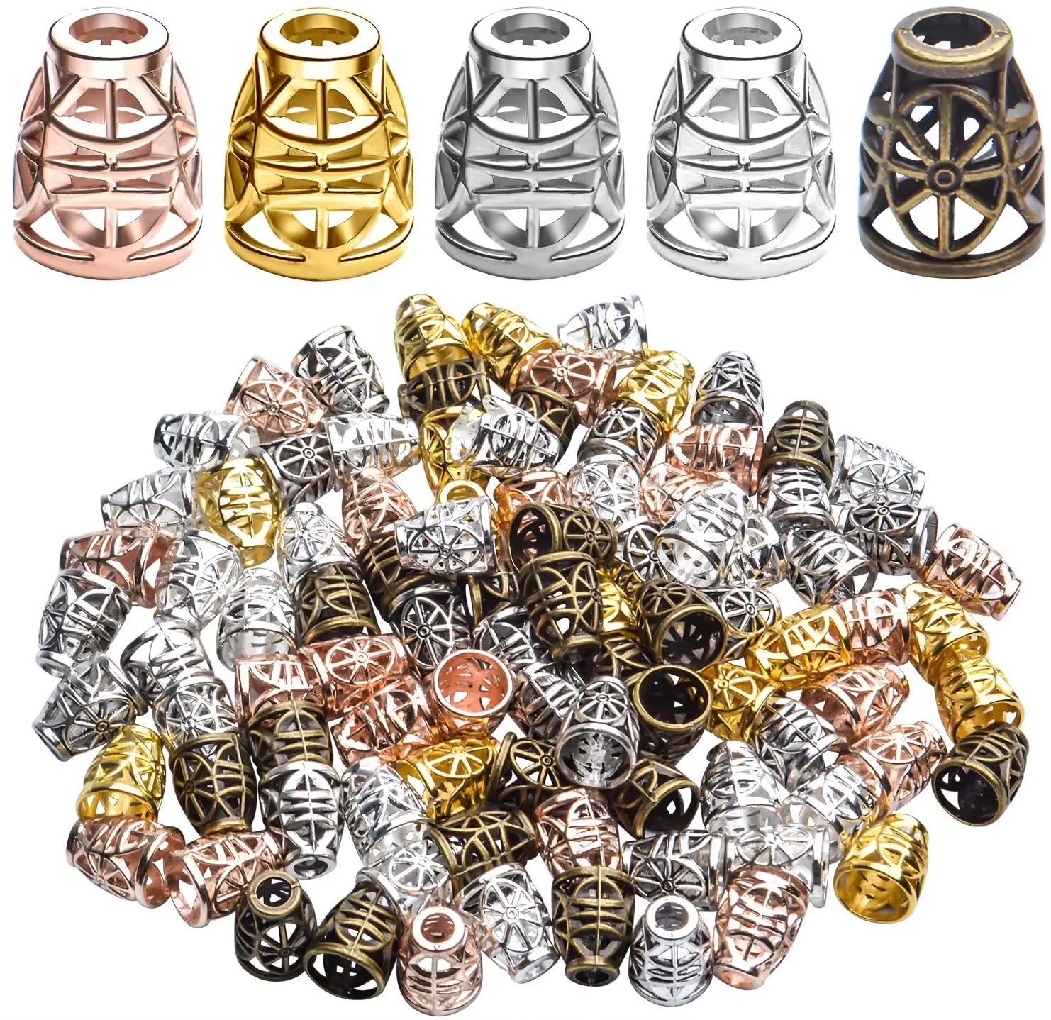 

100pcs Hollow Bell Flower Bead Caps Alloy Beads Caps Mixed Color Bead Ends Caps Tassel Findings for DIY Making, 11 * 13mm