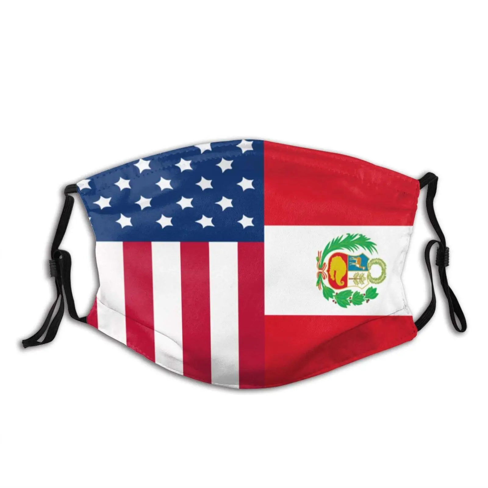 

Peru American Flag Red Adjustable Face Mask With Filter Pocket Washable Reusable Face Bandanas Balaclava With 2 Pcs Filters