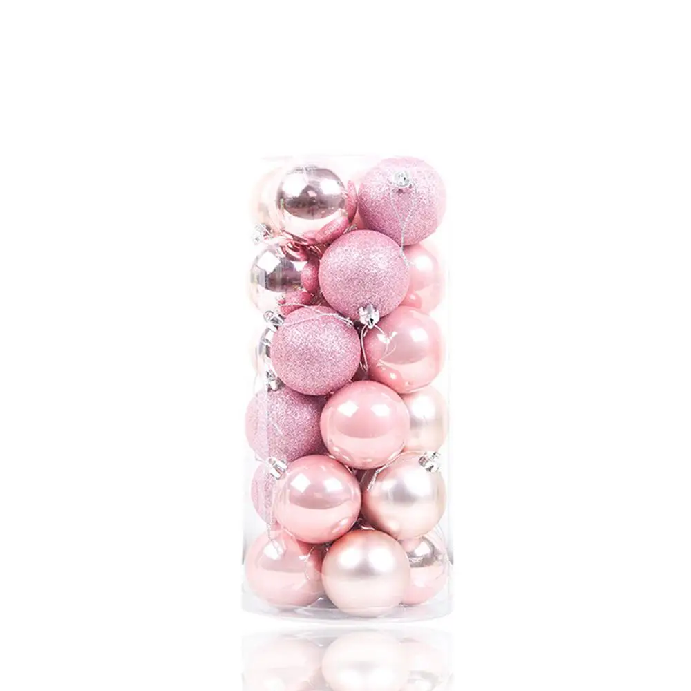 pink 1 ведро(24 шт.) Многоразовые Рождественские шары прочные глазурные шары забавные подвесные украшения шары для праздника Коралл(4 см) розовый - Цвет: pink