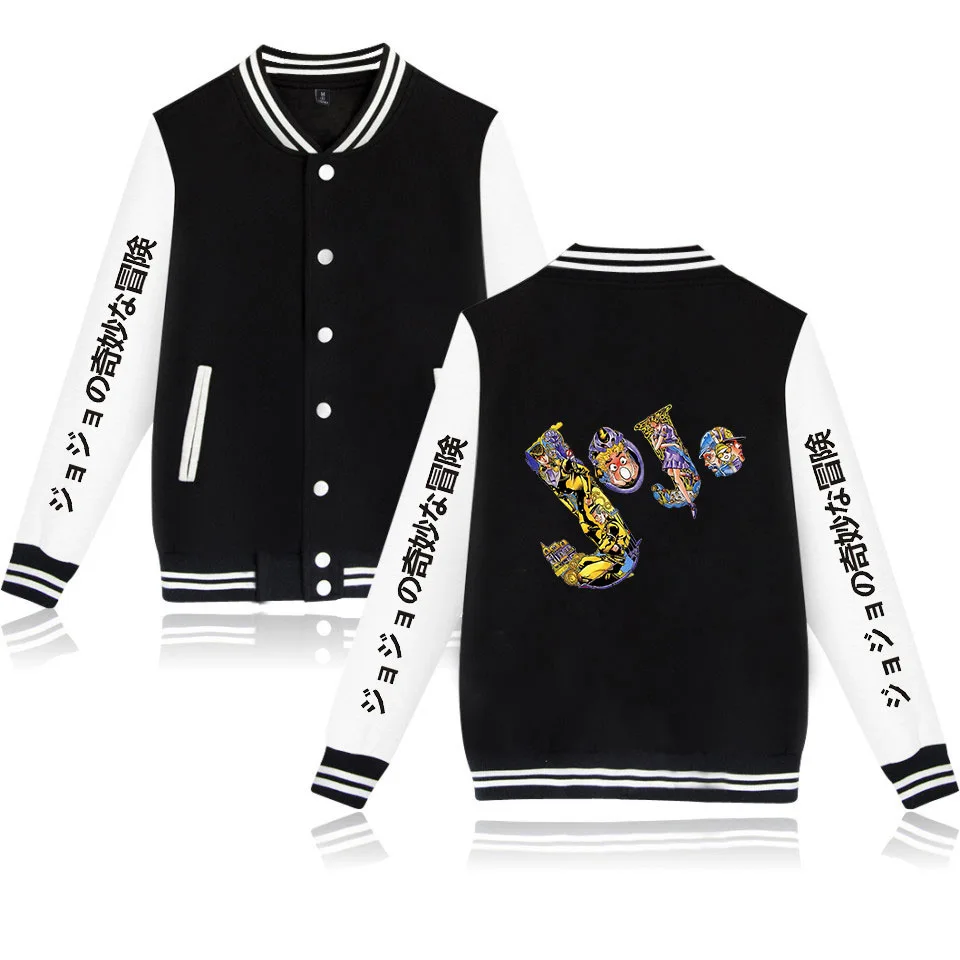 

Anime Jojo Bizarre Adventure Kira Yoshikage Kujo Jotaro Zip-up Baseball Uniform Fleece Jacket Women Men Hoodies Sweatshirts