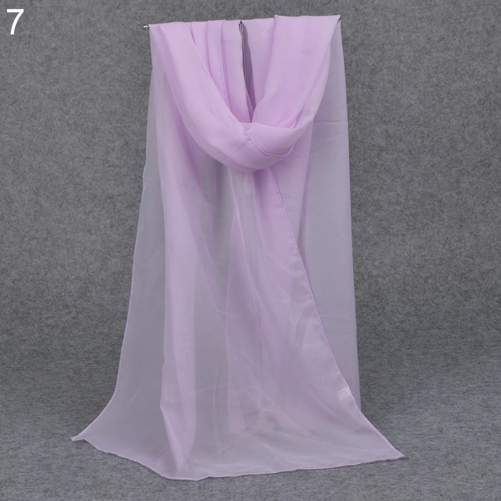 Женская однотонная длинная шифоновая шаль от солнца Модный летний шарф палантин