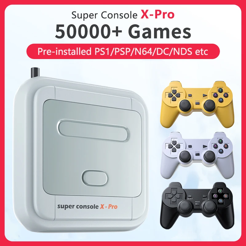 

Super Console X Pro Retro Video Game Consoles TV Box Games For PSP/PS1/N64/DC HD WiFi Output Dual System Built-in 50000+ Games