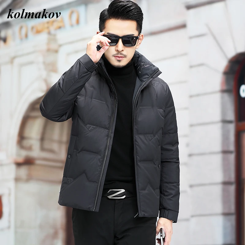 2021 New Arrival Winter Men Boutique Down Coat Fashion Casual Zippers Stand-up Collar Warm Men's White Duck Down Coat M-4XL