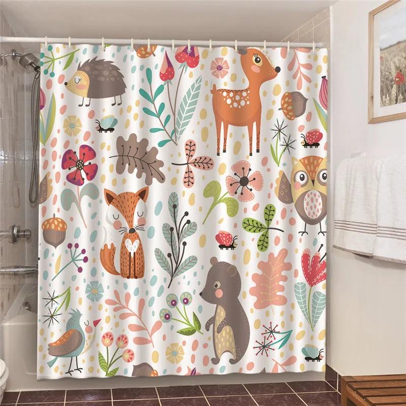Декоративные шторы для ванной в скандинавском стиле с мультяшным принтом лисы