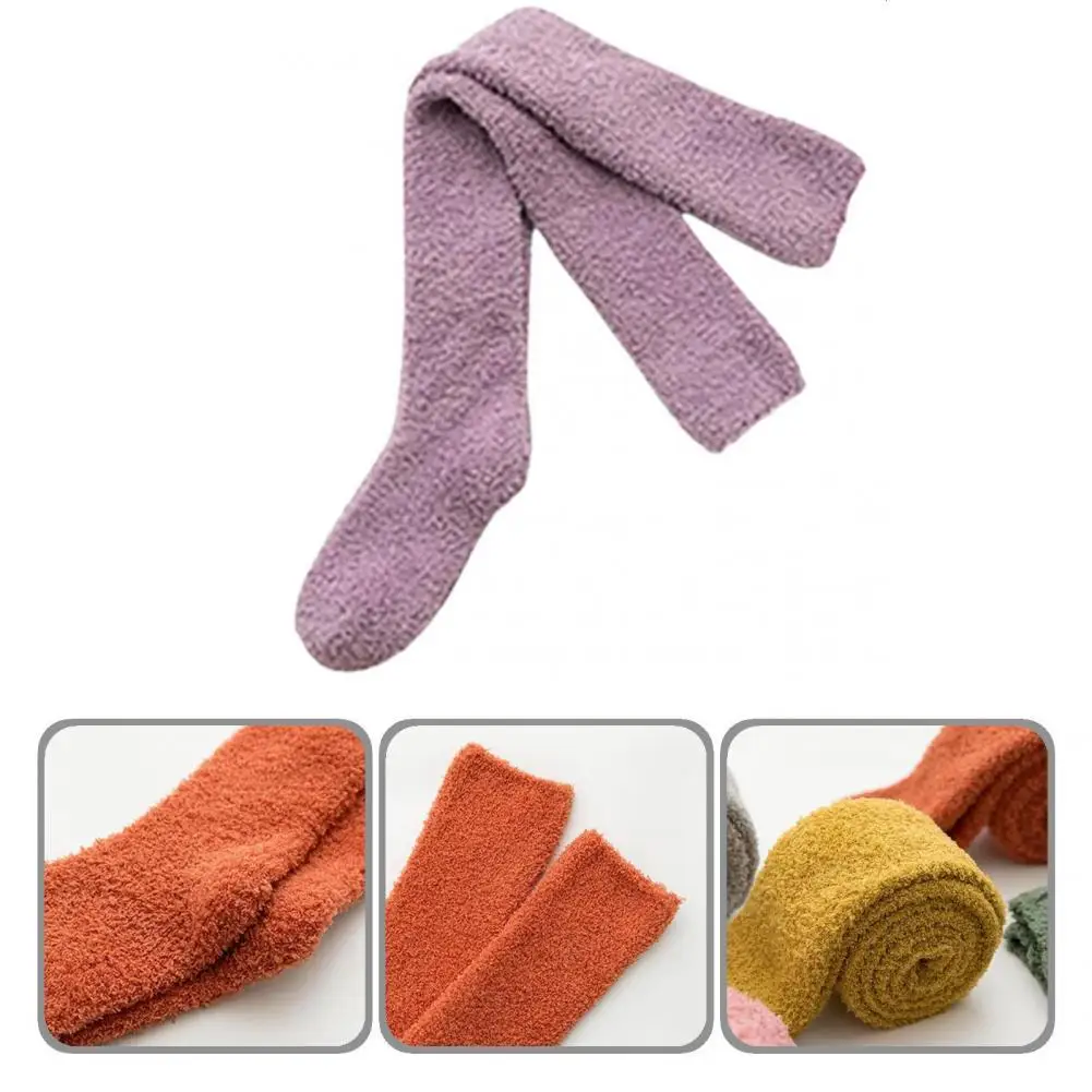 

Модные длинные носки до колена, 1 пара, плотные чулки-трубы, Дышащие Ультра-мягкие длинные носки до бедра из кораллового флиса