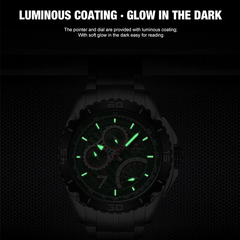 Часы наручные NAVIFORCE Мужские кварцевые роскошные Брендовые спортивные