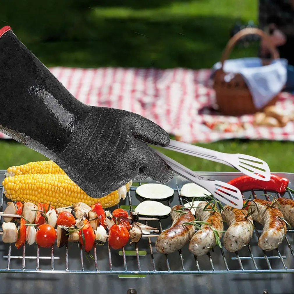 

Bbq Gloves Heat Resistant Cooking Barbecue Gloves For Handling Heat Food For Grill Oven Oil Resistant Neoprene Coating