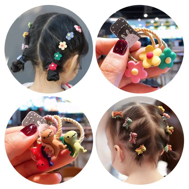 

Резинка для волос в Корейском стиле для девочек, эластичная повязка на голову с милыми мультяшными фруктами, животными, хвостиком, детский о...