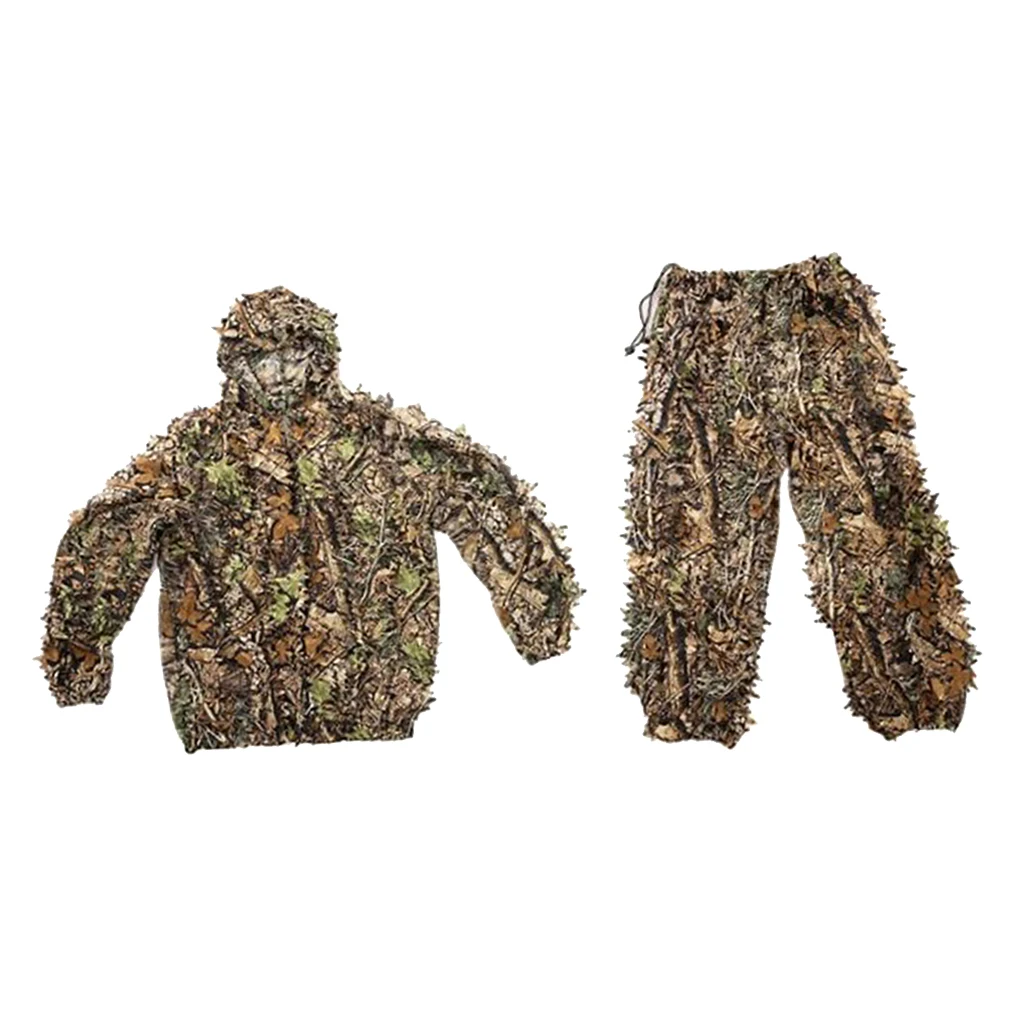 Новая одежда для охоты с 3D листьями камуфляжная костюм Ghillie куртка капюшоном