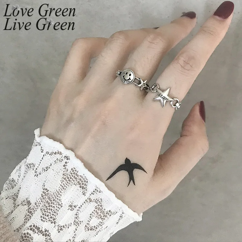 Со звездами и смайликами кольца для женщин в стиле ретро указательный палец