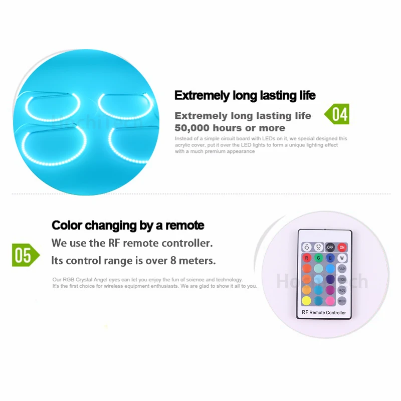 Разноцветные RGB светодиодные ангельские глазки кольцевой глаз Радиочастотный