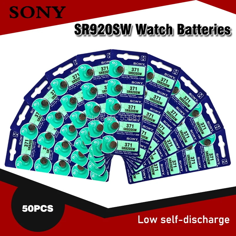 

50 шт. оригинальный Sony 371 SR920SW 920 LR920 AG6 LR920 LR69 171 1,55 в оксид серебра Аккумулятор для часов игрушек калькулятор Сделано в Японии
