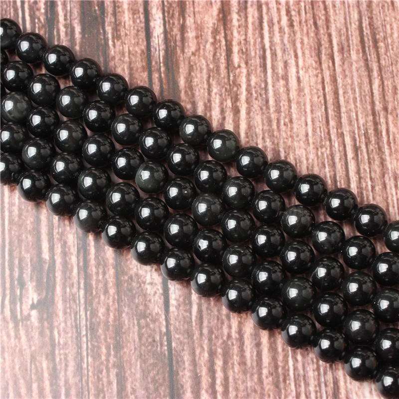 

Hot Sale Natural Stone Obsidian Beads 15.5" Pick Size: 4 6 8 10 mm fit Diy Charms Beads Jewelry Making Accessories