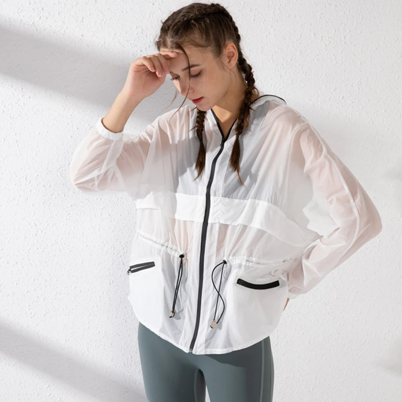 

2021 Women Sunscreen Beach Sports Jacket Coat Fitness Yoga Running Autumn Winter Tops Training Exercise Ups Woman Jackets