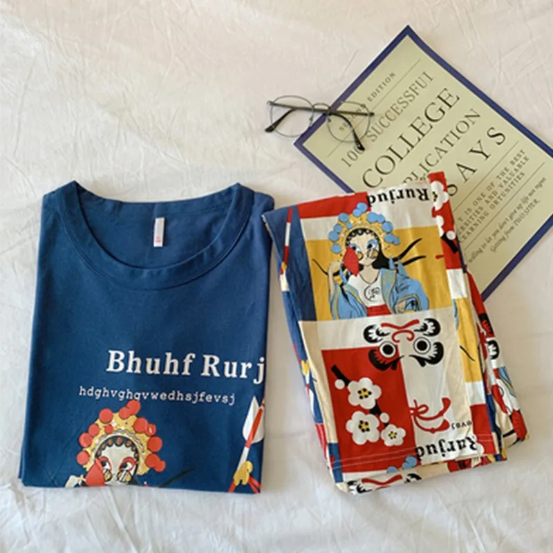 

Tonngirls Plus Size Sleepwear Women Cotton Pajamas Long Sleeve Face Chinese Style Pijama Feminino Cartoon Homewear Suit Fashion