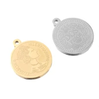 5pcslot stainless steel 15 20 25mm gold lock medal coin charms queen dos crown pendants for diy necklace jewelry makings