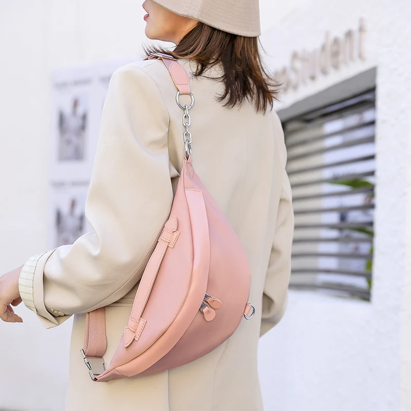 Летняя Повседневная сумка из ткани Оксфорд однотонная с полумесяцем