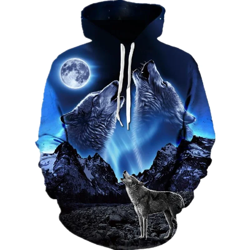 

Wolf Printing Hoodies Men 3D Hoodies Brand Sweatshirts Fashion Tracksuits and Retail Free Transportation Men's Clothing Pullover