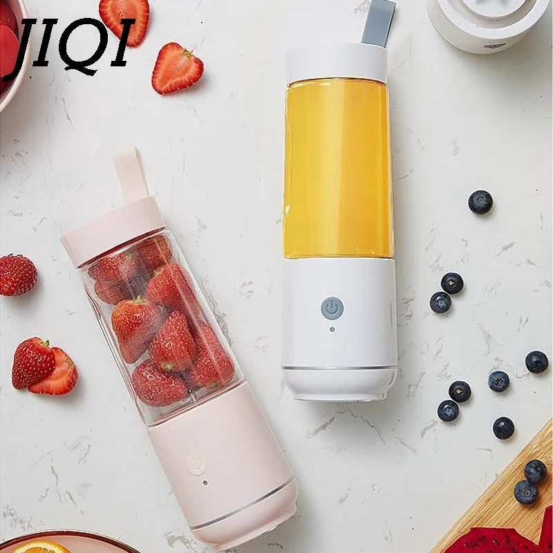 JIQI USB электрическая перезаряжаемая соковыжималка, мини-бутылка, блендер для овощей, фруктового сока, миксер для смузи, съемная чашка