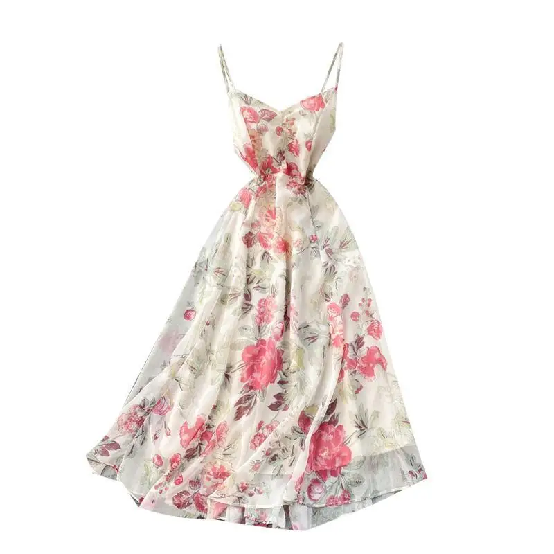 

Guilantu 2021 Bohemian Boho Beach Maxi Dress Women Summer Sleeveless Bandage Backless Sexy Long Dress Print Vintage Dresses
