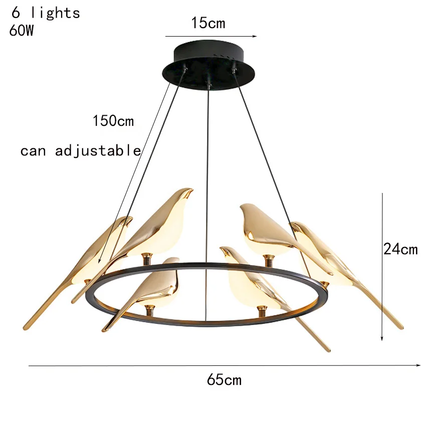 

Italian design bird lamp post modern led chandelier lighting 6 creative lamp living room dining room kitchen pendant lamp