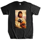 Мужская футболка европейский размер Топы Футболка с изображением Иисуса Раптора трендовая футболка унисекс с изображением Иисуса Раптора женские топы футболки
