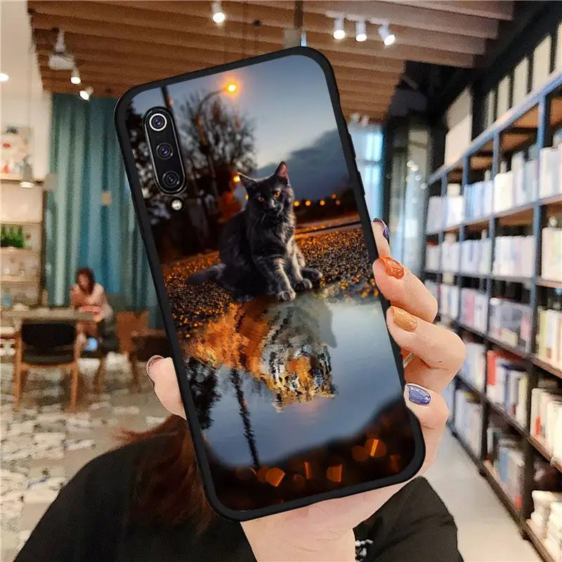

cat Phone Case black For Xiaomi Redmi mi note 7 8t 9 9t 9s 8 10 10t 11 pro lite K20 max 3