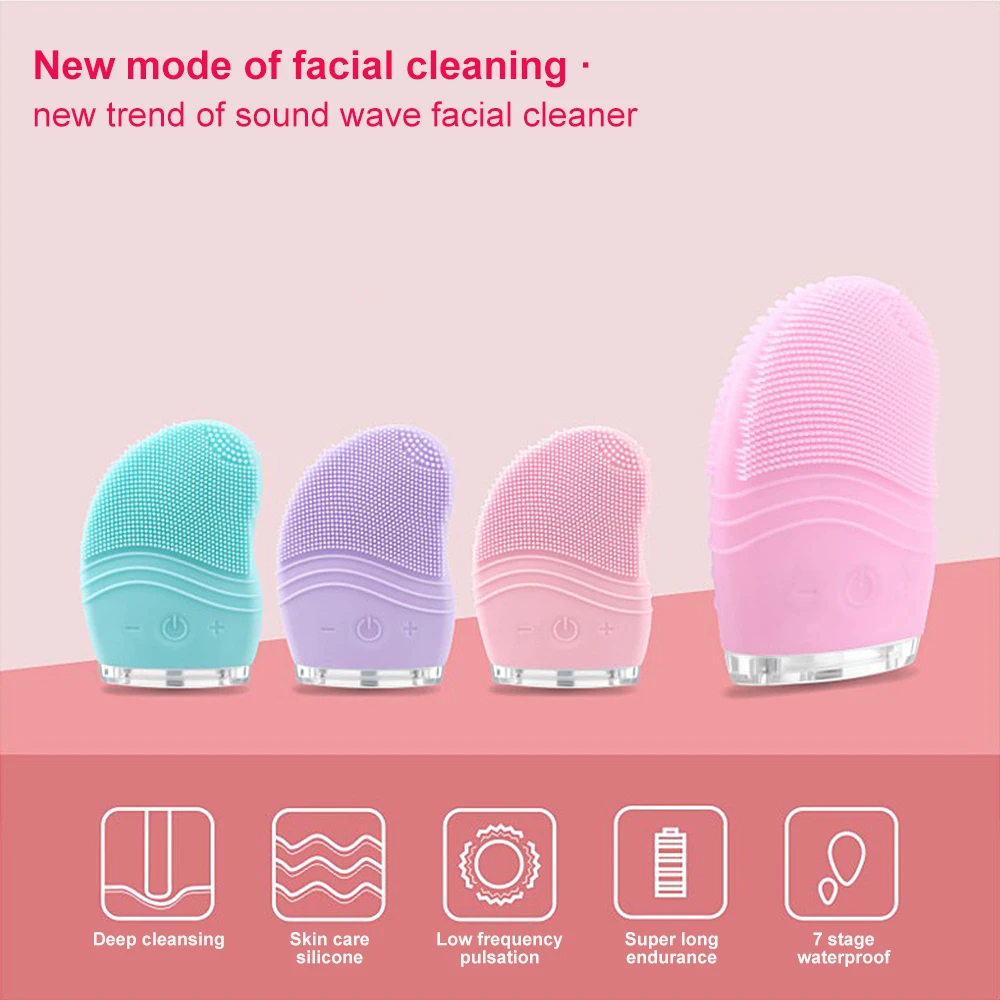USB щетка для очищения лица электрическая силиконовая мини звуковая очищающее