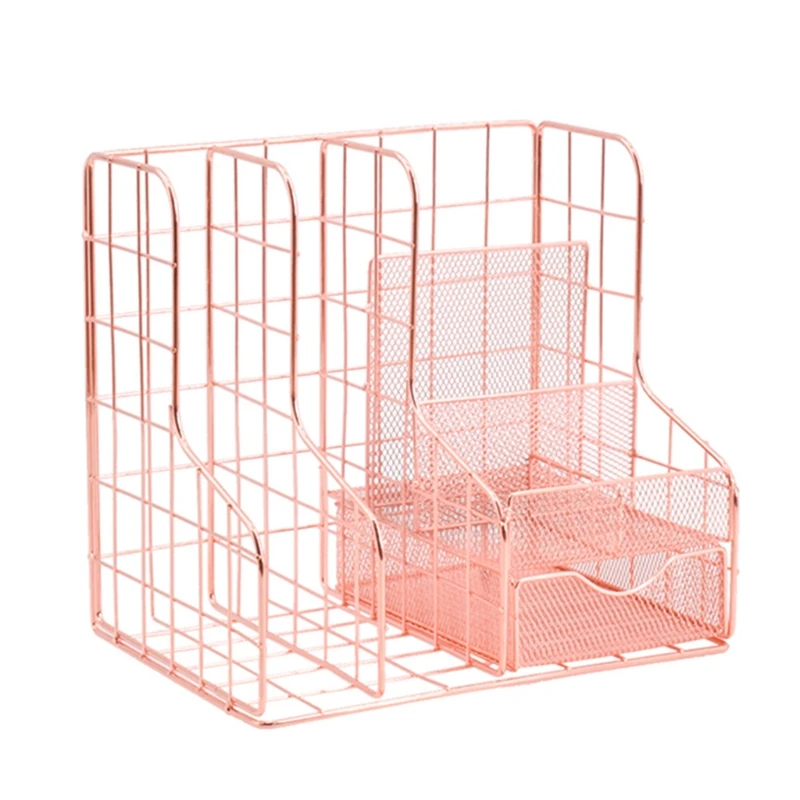 

MOLB Stylish Rose Gold Desk Organizer Magazine File Holder Desk Vertical File Holder