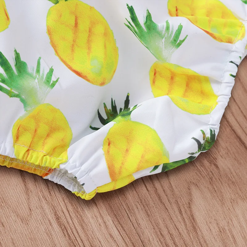 Комплект одежды для новорожденных с рисунком ананаса зеленый укороченный топ