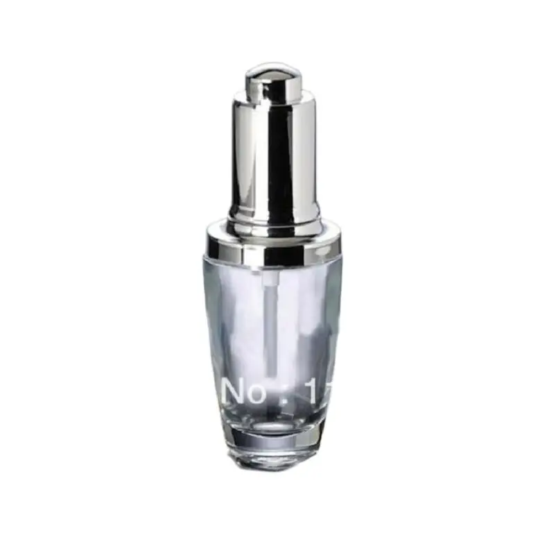 30ML transparent glass bottle with silver press dropper  for Cosmetic Packaging