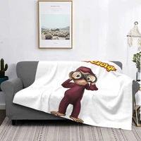curious george animated movies flannel ultra soft lightweight microfiber plush throw blanket home decoration