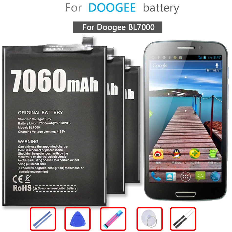 

Литий-ионный полимерный аккумулятор BL7000 7060 мАч для батареи Doogee BL7000