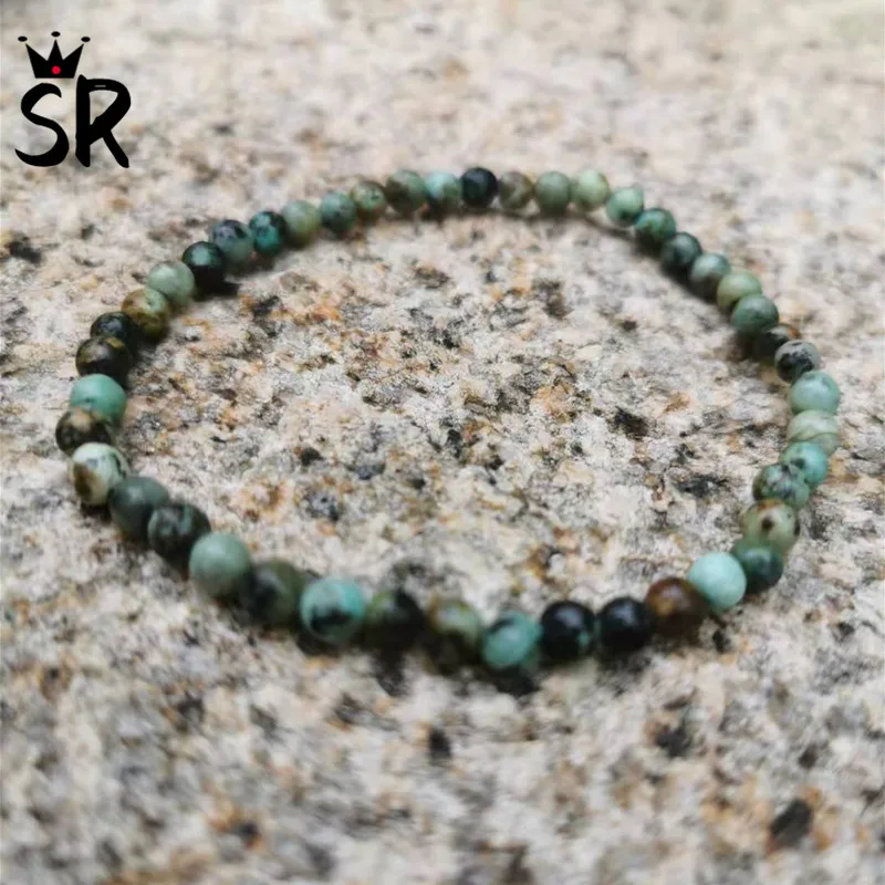 4 мм африканские бирюзовые браслеты натуральный камень мини драгоценный Tur quoise