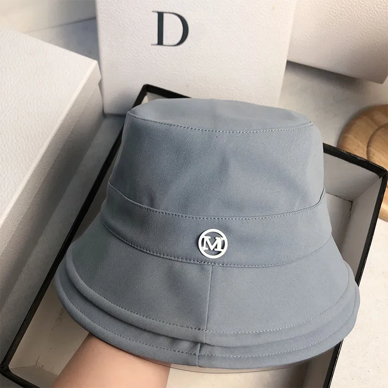 QPALCR Brand Luxury Bucket Hats Women Fashion Black Panama Hat For Women Summer Sun Hat Cap Flat Letter Outdoor Travel Bob Caps