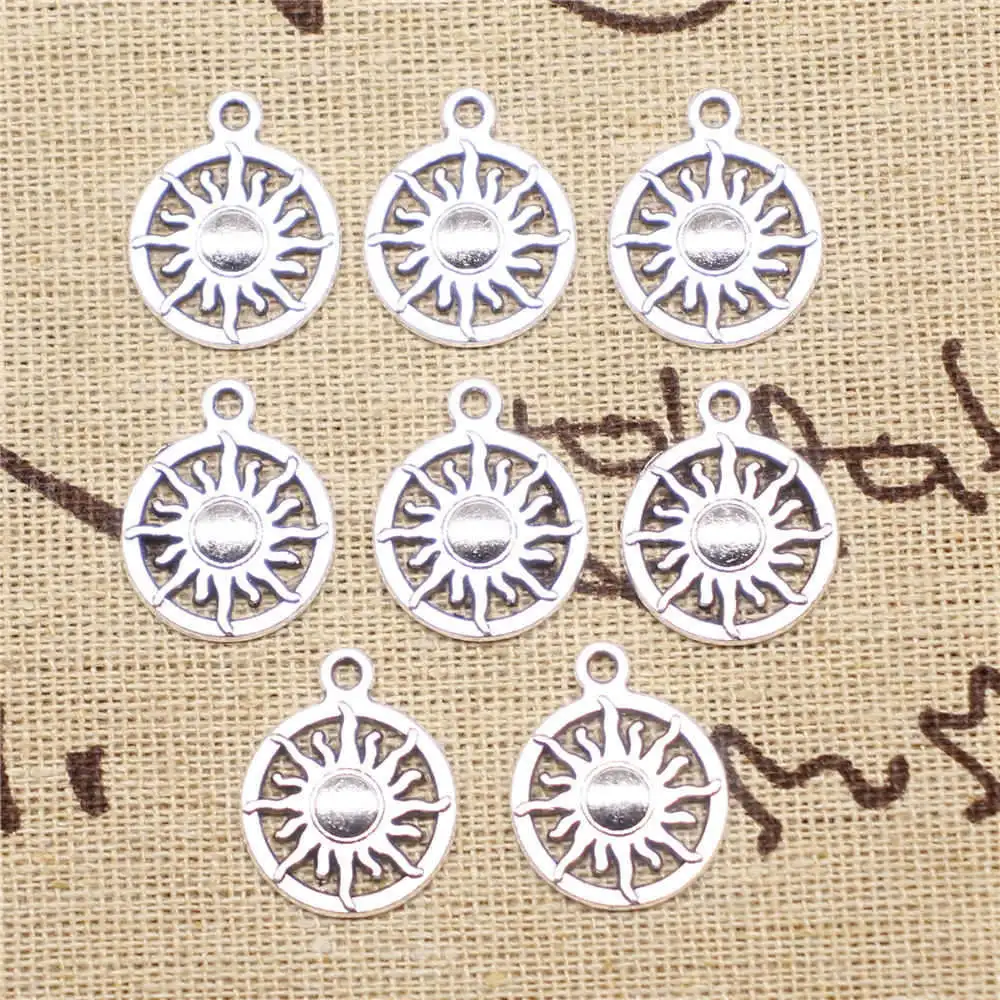 

Sun Charms Supplies For Jewelry Making Kit Antique Silver Color 20pcs 16mm