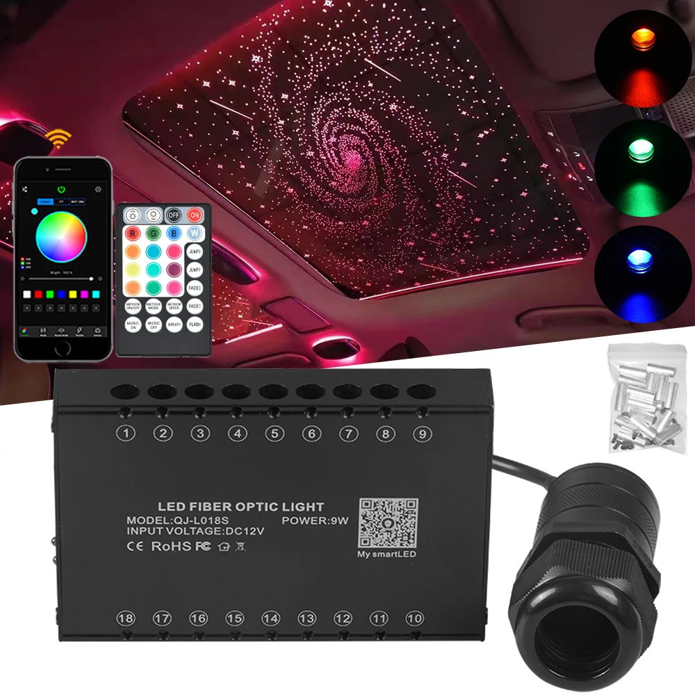 18 Holes 9W App Smart Phone Remote Controlled Meteor Shooting Star Light For Car Starry Sky Decoration