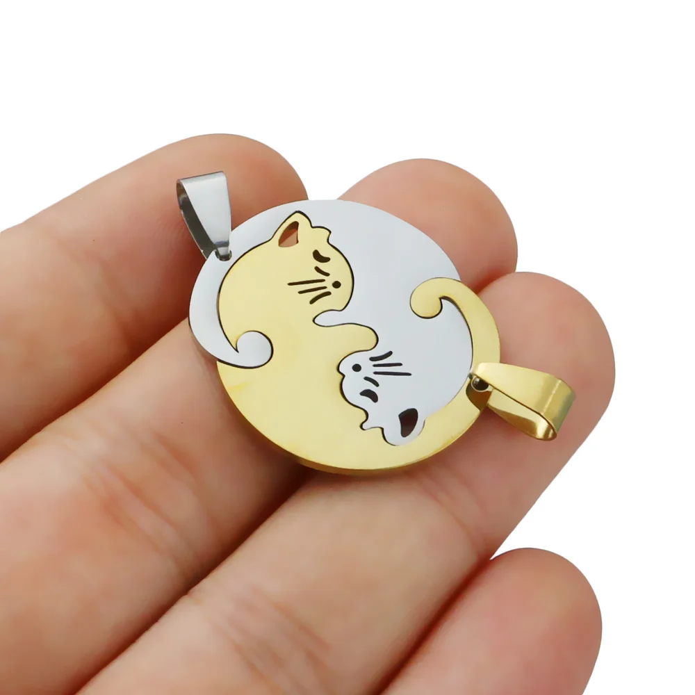 Ожерелье с подвеской в виде кошки из нержавеющей стали 1 пара|Шармы| |