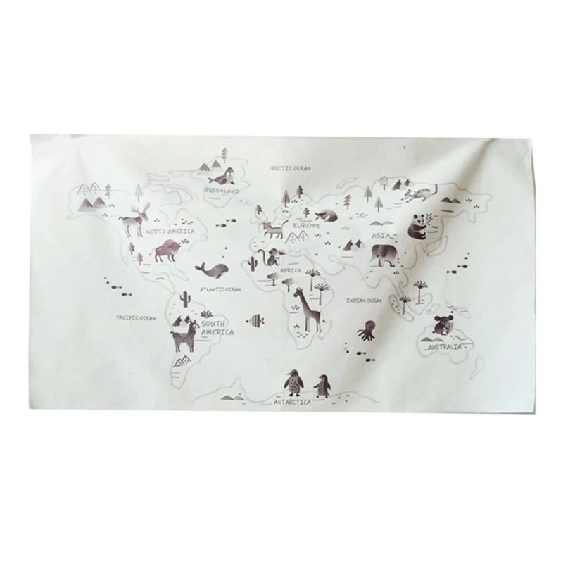 

Nordic Educational Kids Room World Map Decoration Poster Nursery Art Canvas Wall Hanging Painting Picture Cloth