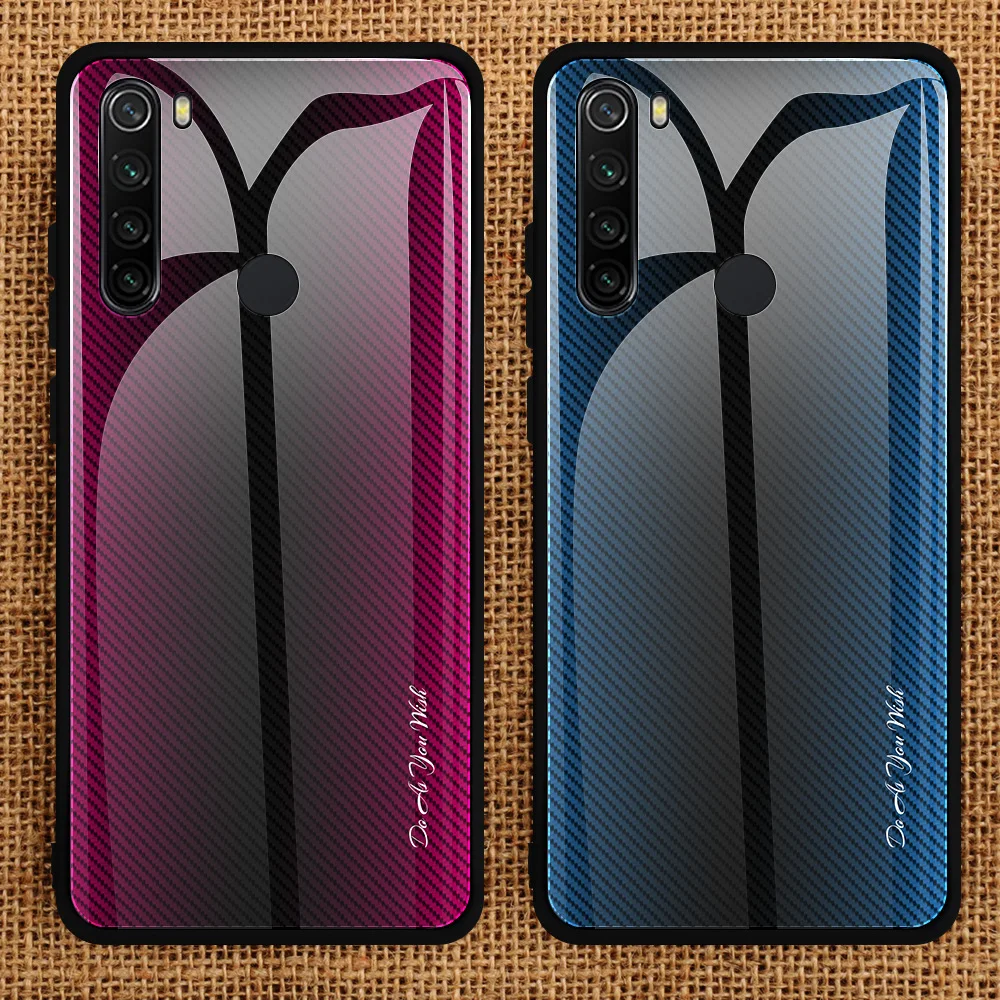 Чехол из закаленного стекла для Xiaomi Redmi Note 8, Ударопрочный Мягкий каркас, жесткая стеклянная задняя крышка для Xiaomi Redmi Note 8 Pro